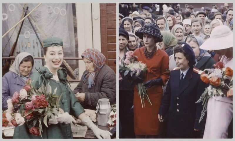 Модели Dior на улицах Москвы, Советский Союз, 1959 год. Москвичи смотрели на них как на пришельцев с другой планеты