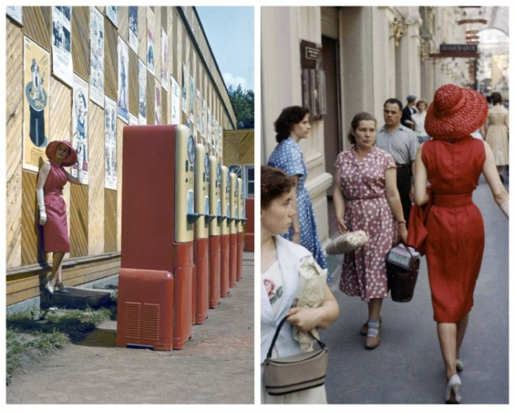 Модели Dior на улицах Москвы, Советский Союз, 1959 год. Москвичи смотрели на них как на пришельцев с другой планеты